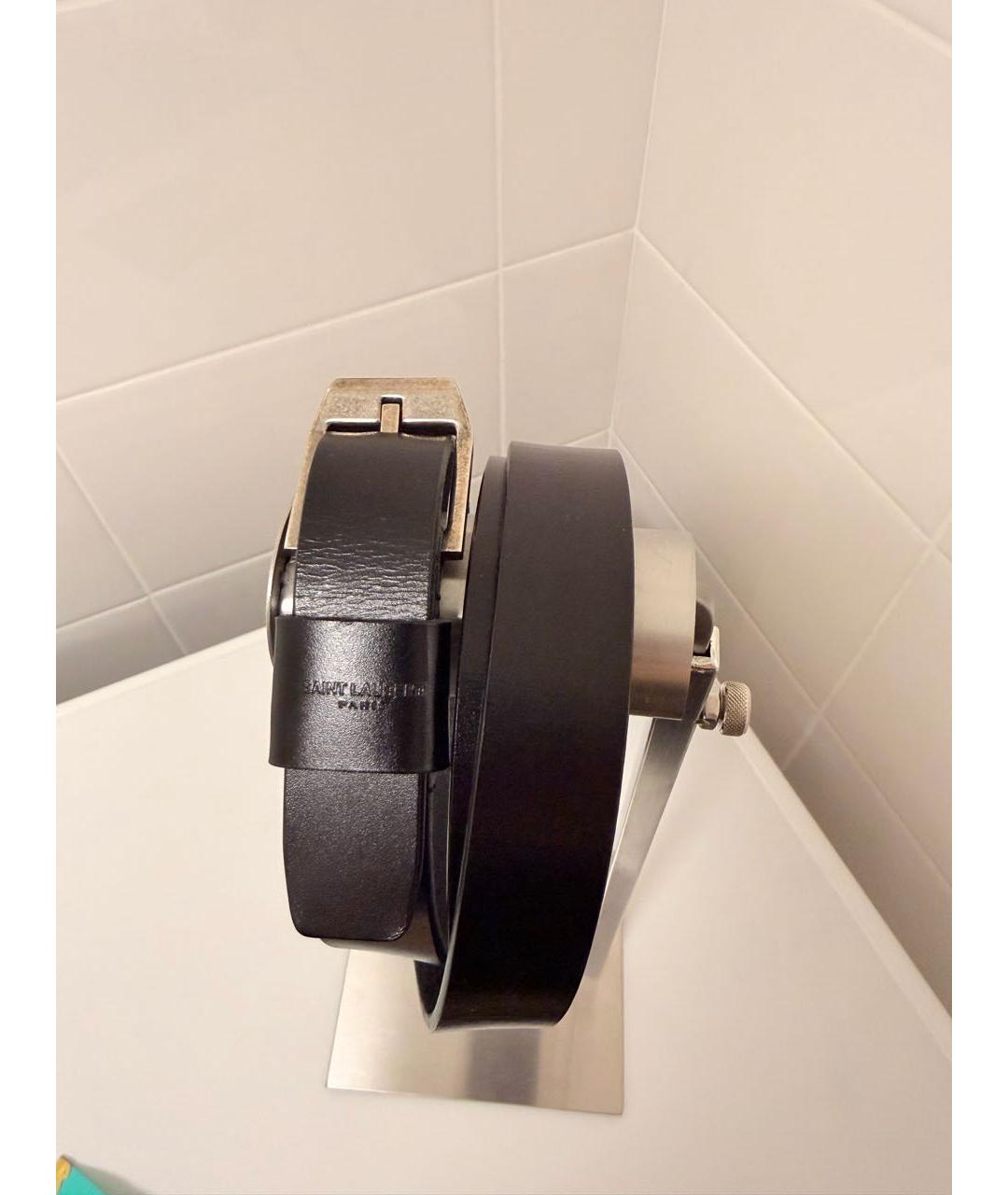 SAINT LAURENT Черный кожаный ремень, фото 9