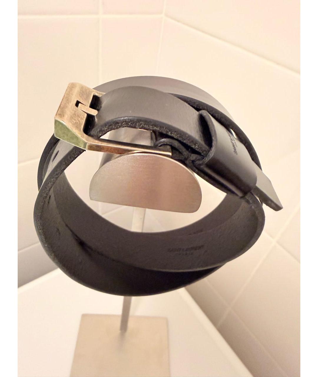 SAINT LAURENT Черный кожаный ремень, фото 2