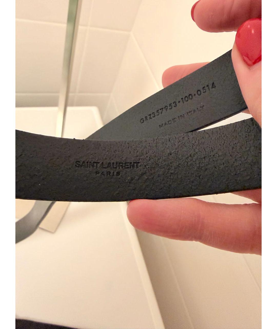 SAINT LAURENT Черный кожаный ремень, фото 4