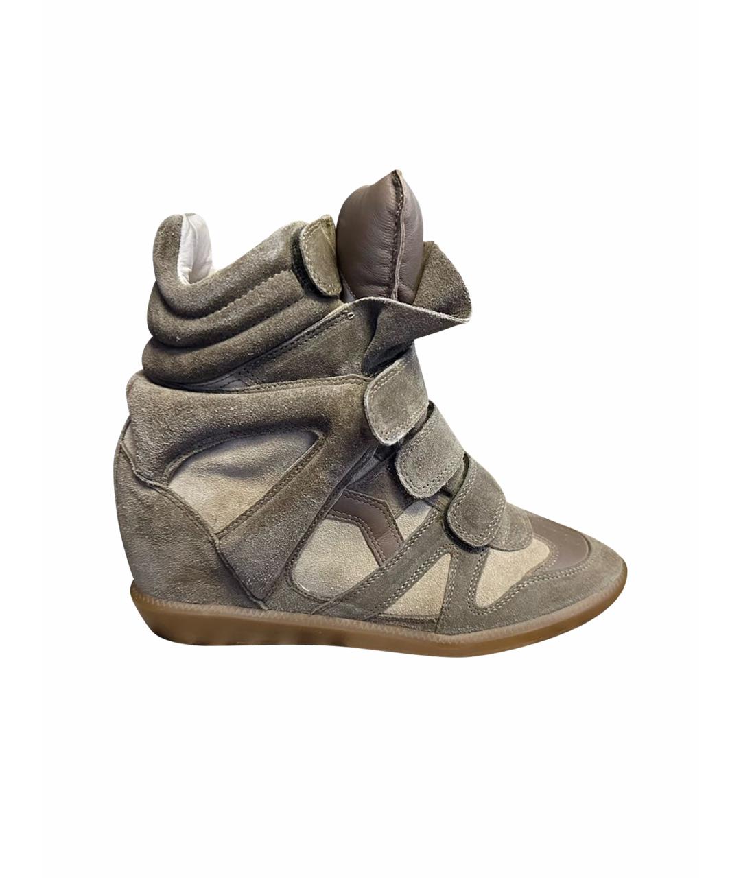 ISABEL MARANT Бежевые кожаные кеды, фото 1