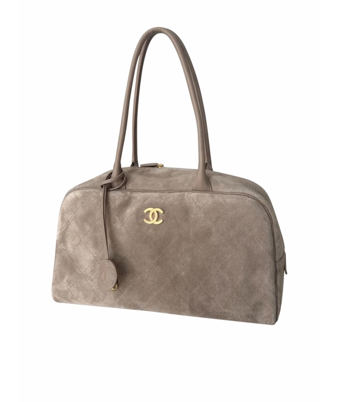 CHANEL Бежевая замшевая сумка с короткими ручками, фото 1