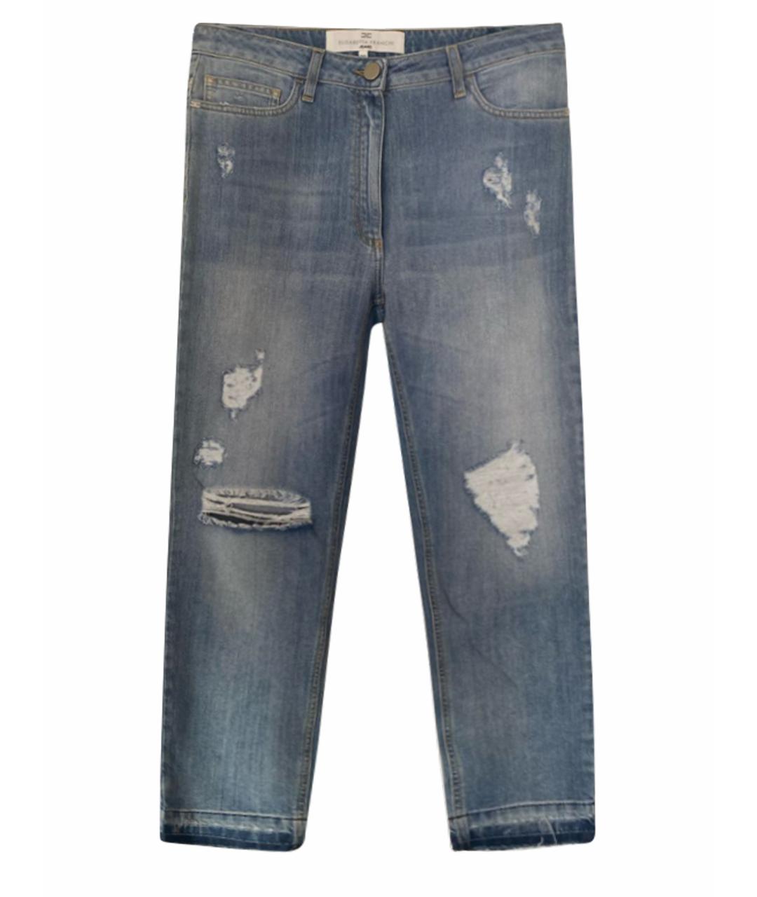 ELISABETTA FRANCHI Голубые хлопко-эластановые джинсы слим, фото 1