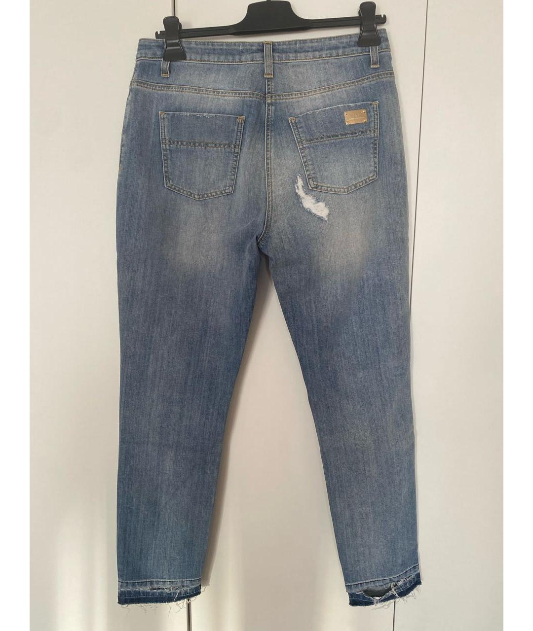 ELISABETTA FRANCHI Голубые хлопко-эластановые джинсы слим, фото 2