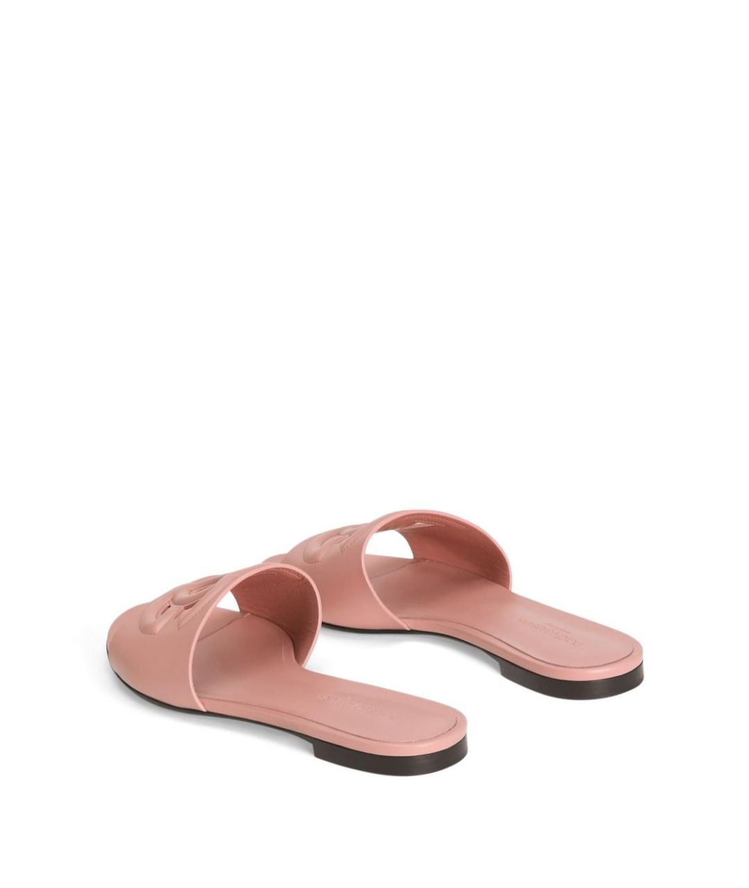 DOLCE&GABBANA Розовые кожаные шлепанцы, фото 2