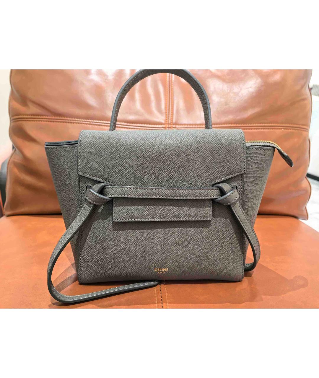 CELINE Серая кожаная сумка через плечо, фото 8