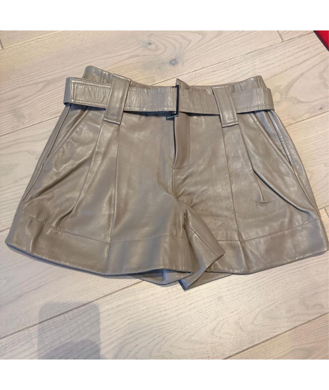 GANNI Бежевые кожаные шорты, фото 5