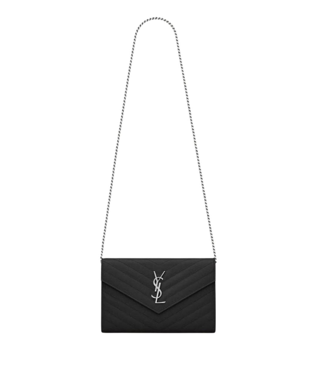 SAINT LAURENT Черная кожаная сумка через плечо, фото 1