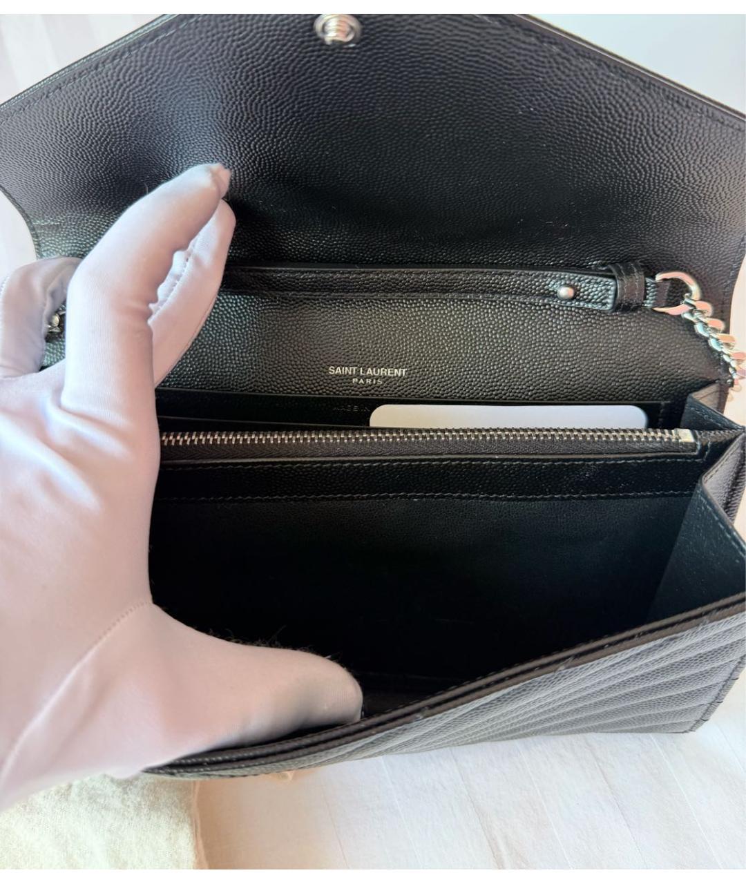 SAINT LAURENT Черная кожаная сумка через плечо, фото 4