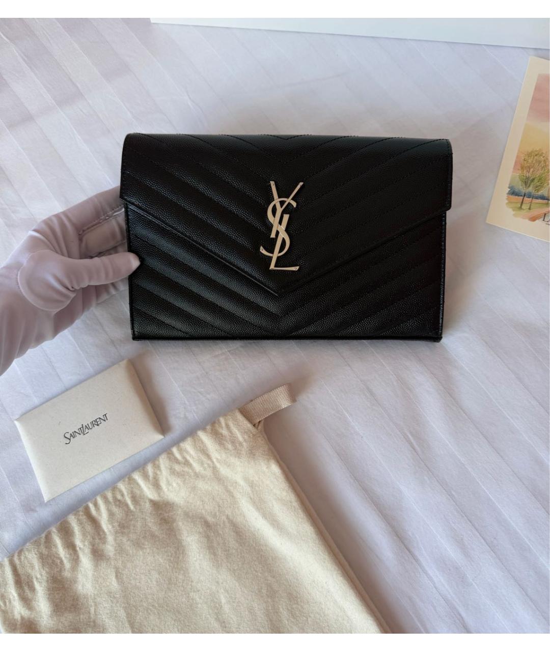 SAINT LAURENT Черная кожаная сумка через плечо, фото 6