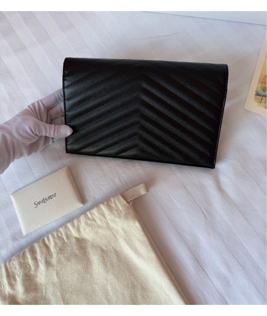 SAINT LAURENT Черная кожаная сумка через плечо, фото 5