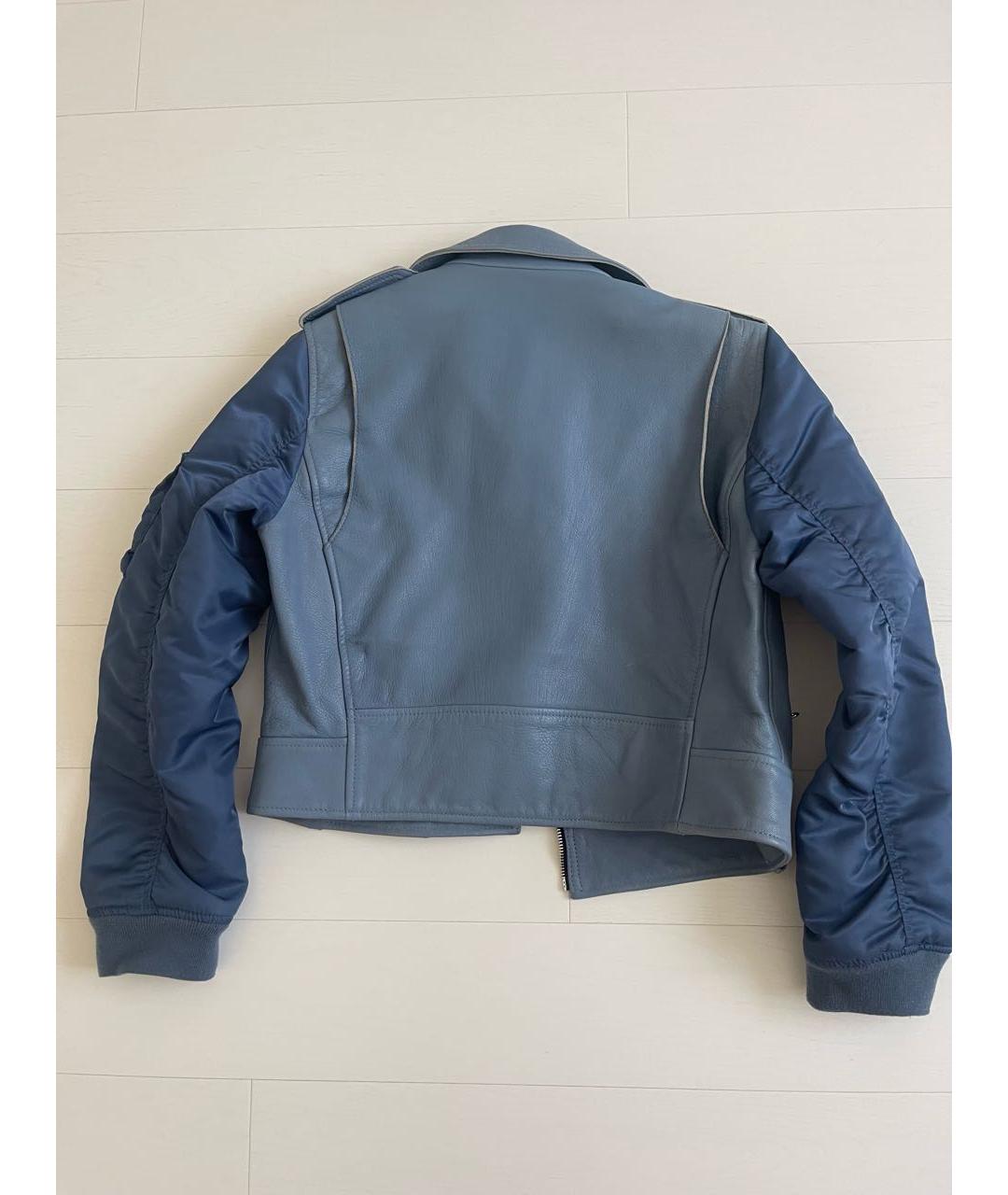 SANDRO Голубая кожаная куртка, фото 6