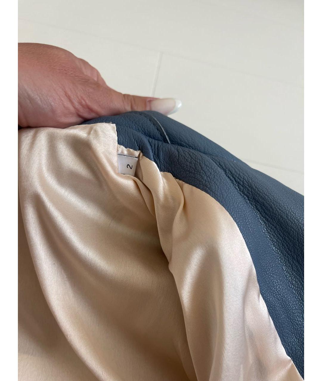 SANDRO Голубая кожаная куртка, фото 5