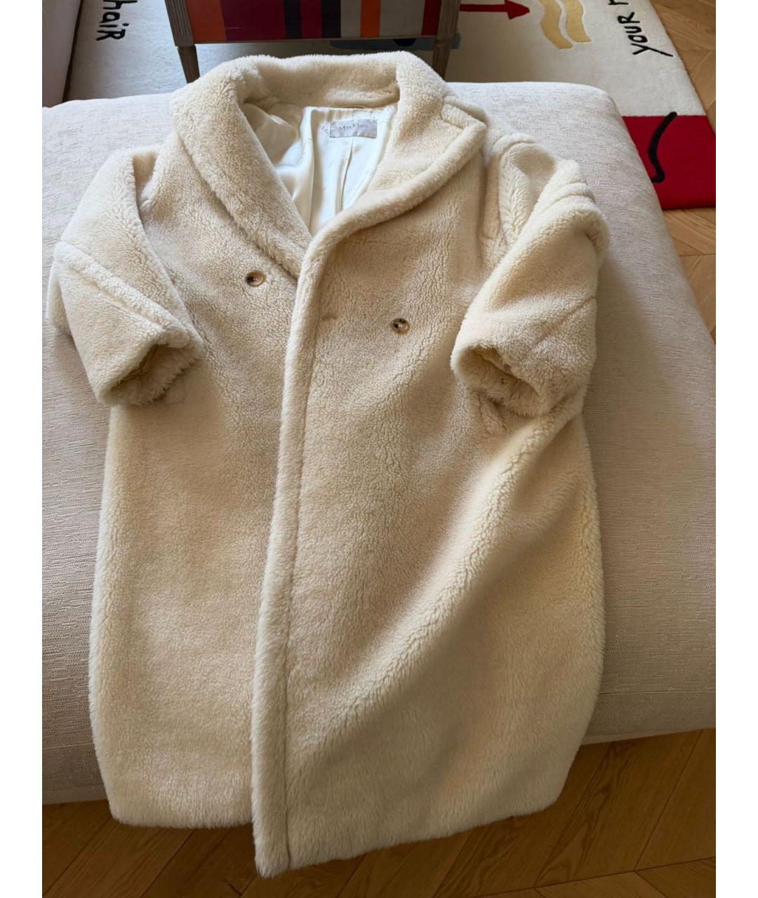 MAX MARA Белая шерстяная шуба, фото 3