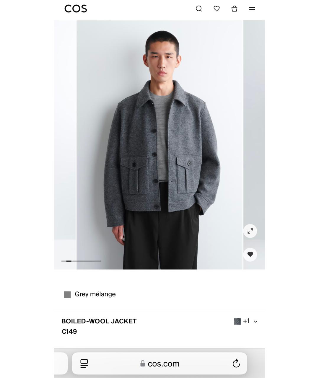 COS Серая шерстяная куртка, фото 6