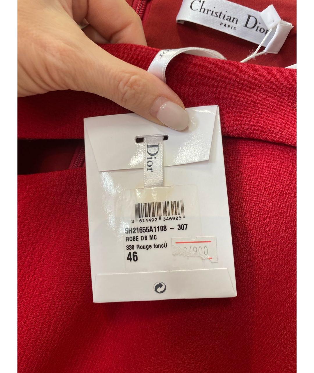 CHRISTIAN DIOR Красное шерстяное коктейльное платье, фото 4