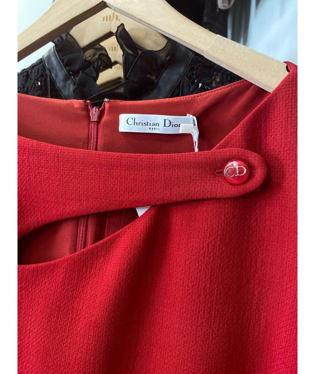CHRISTIAN DIOR Красное шерстяное коктейльное платье, фото 6