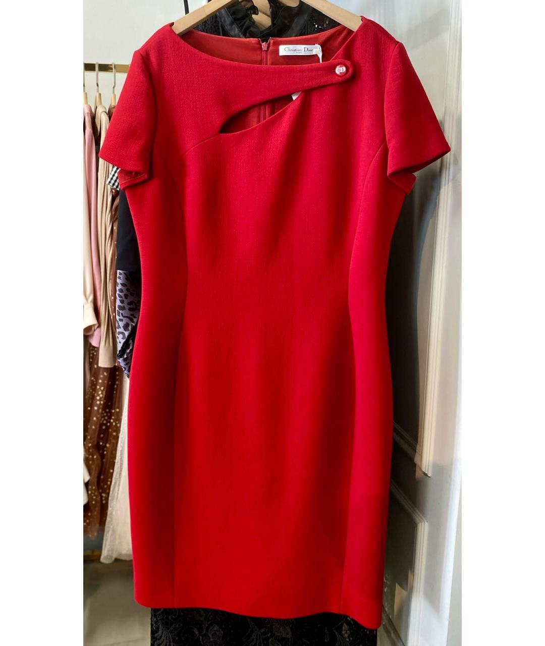 CHRISTIAN DIOR Красное шерстяное коктейльное платье, фото 8