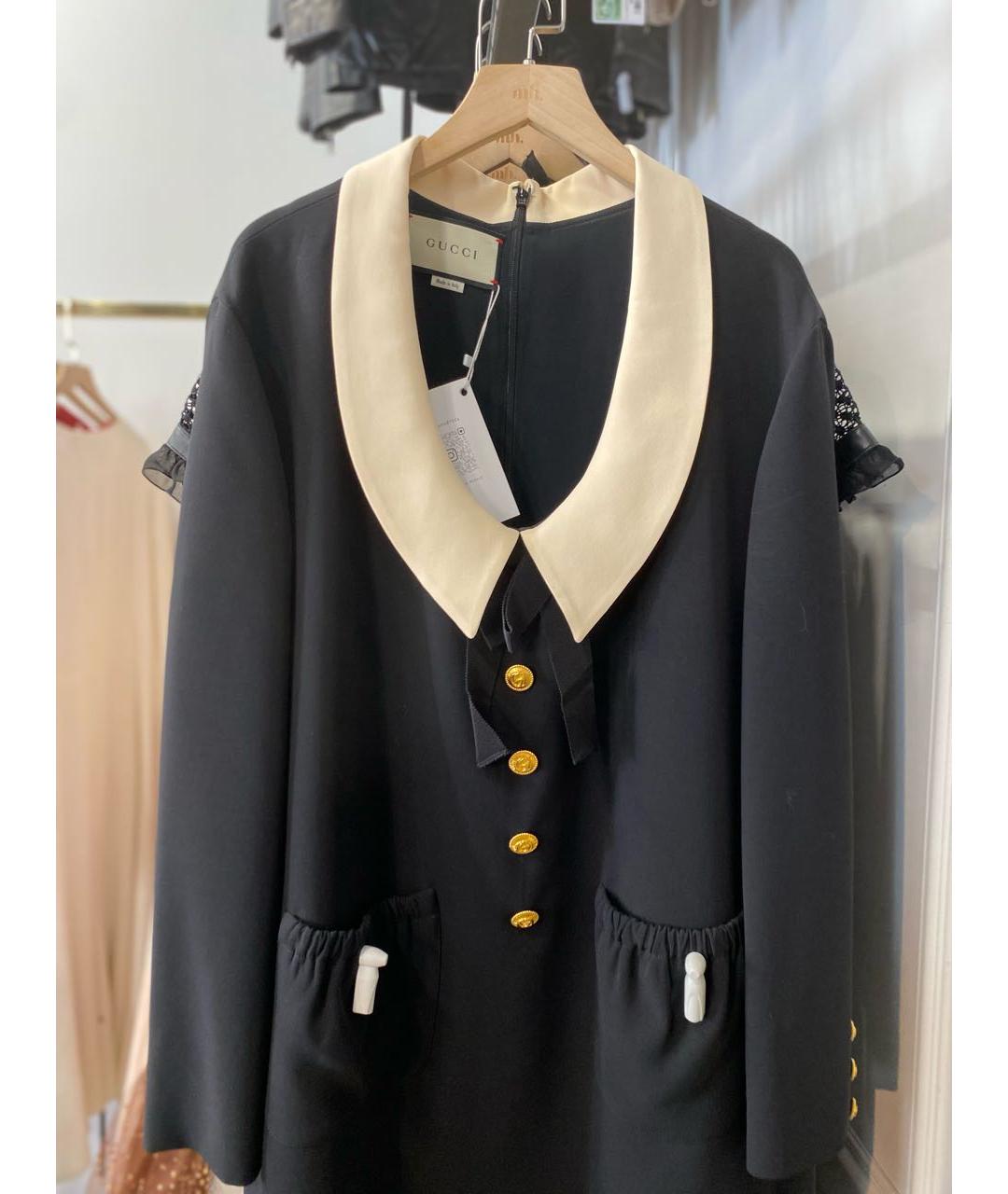 GUCCI Черное шерстяное коктейльное платье, фото 2