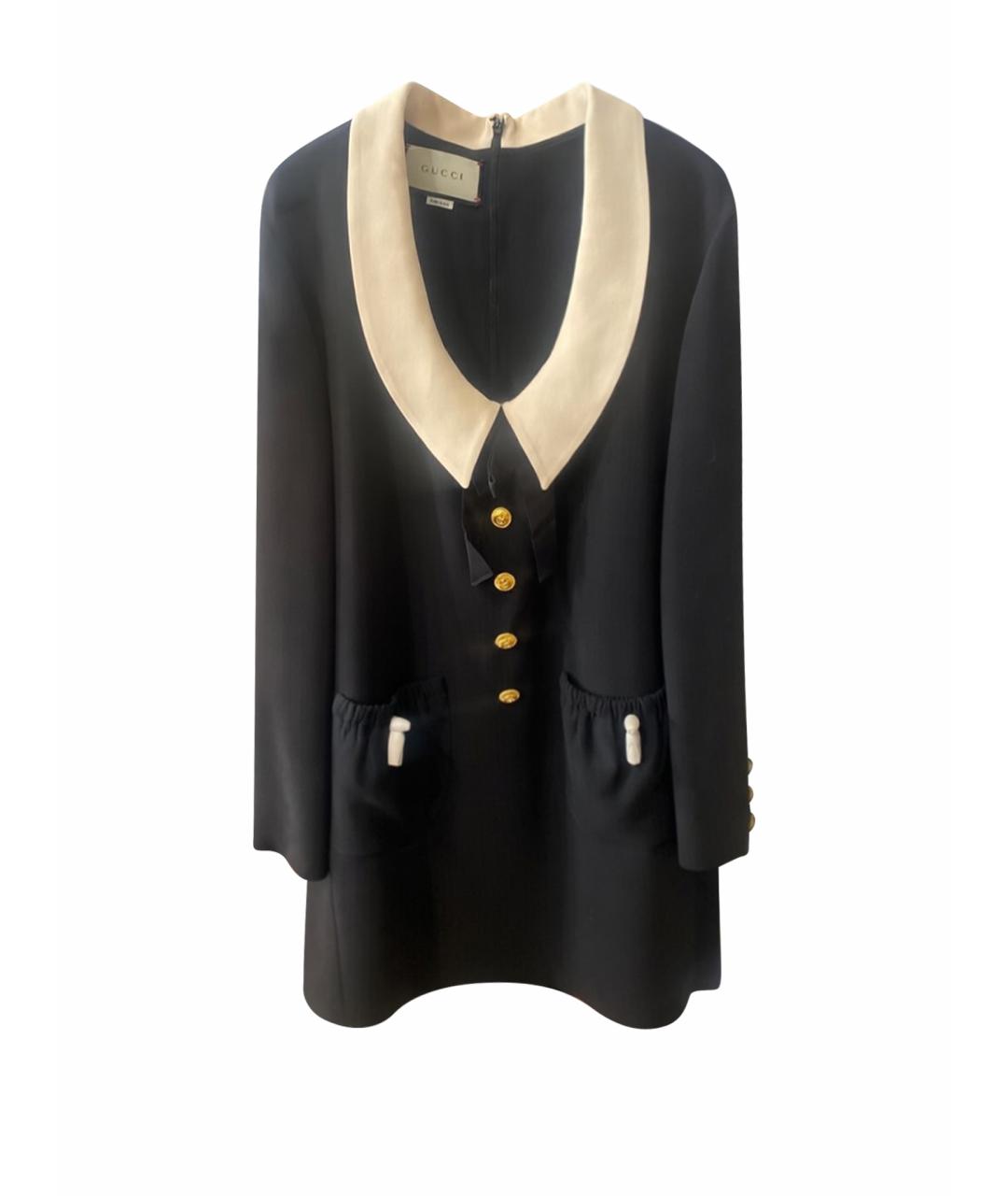 GUCCI Черное шерстяное коктейльное платье, фото 1