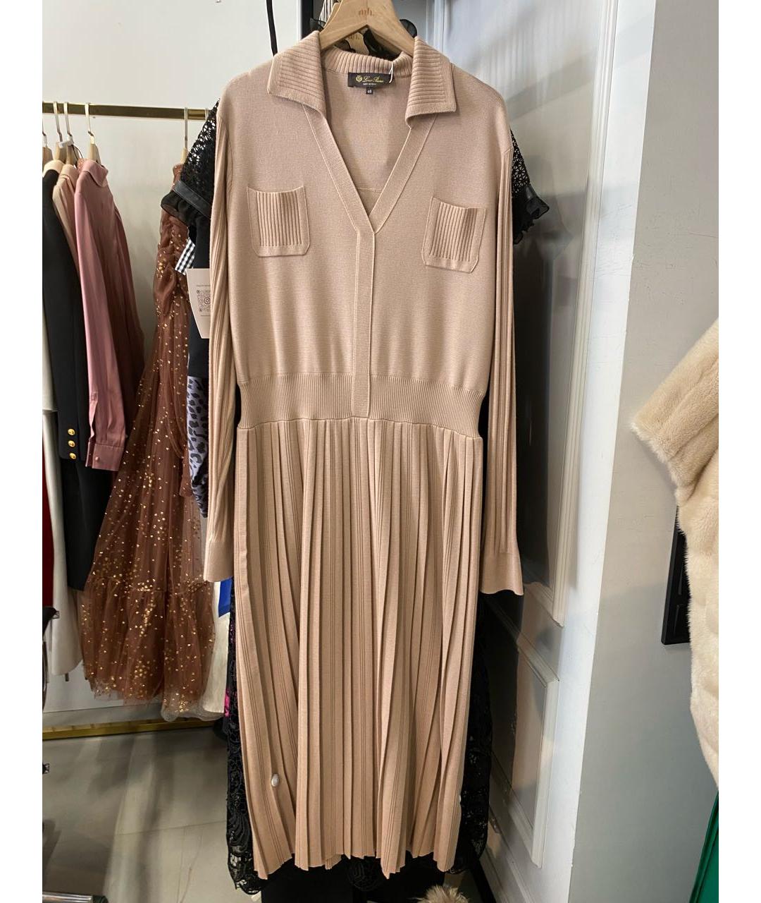 LORO PIANA Бежевое кашемировое повседневное платье, фото 8