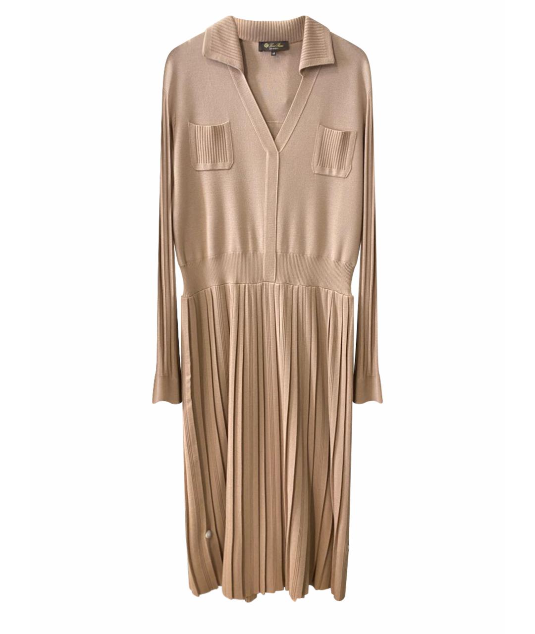 LORO PIANA Бежевое кашемировое повседневное платье, фото 1