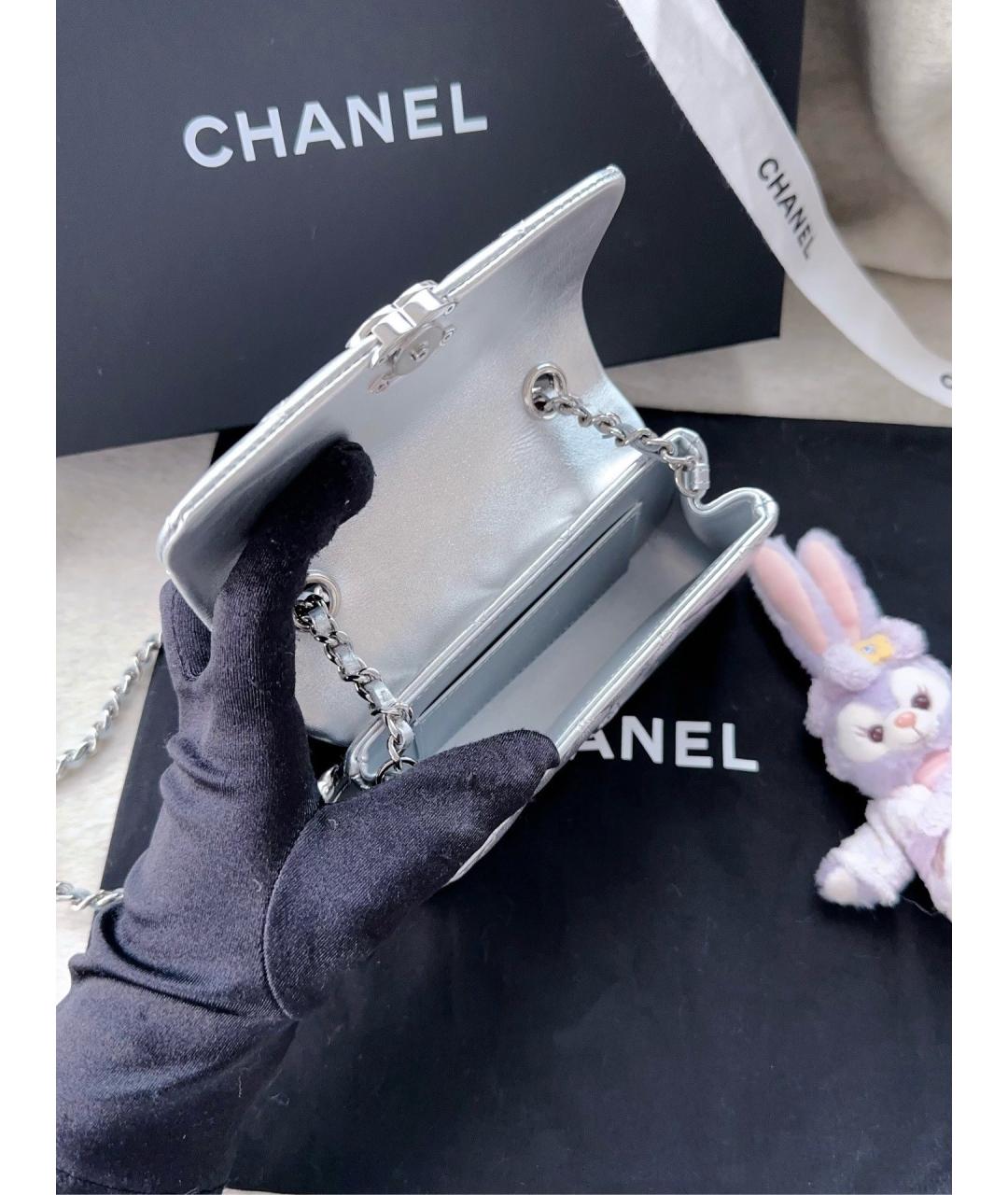CHANEL Серебряная кожаная сумка через плечо, фото 6