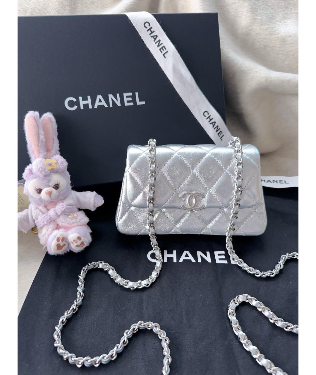 CHANEL Серебряная кожаная сумка через плечо, фото 9