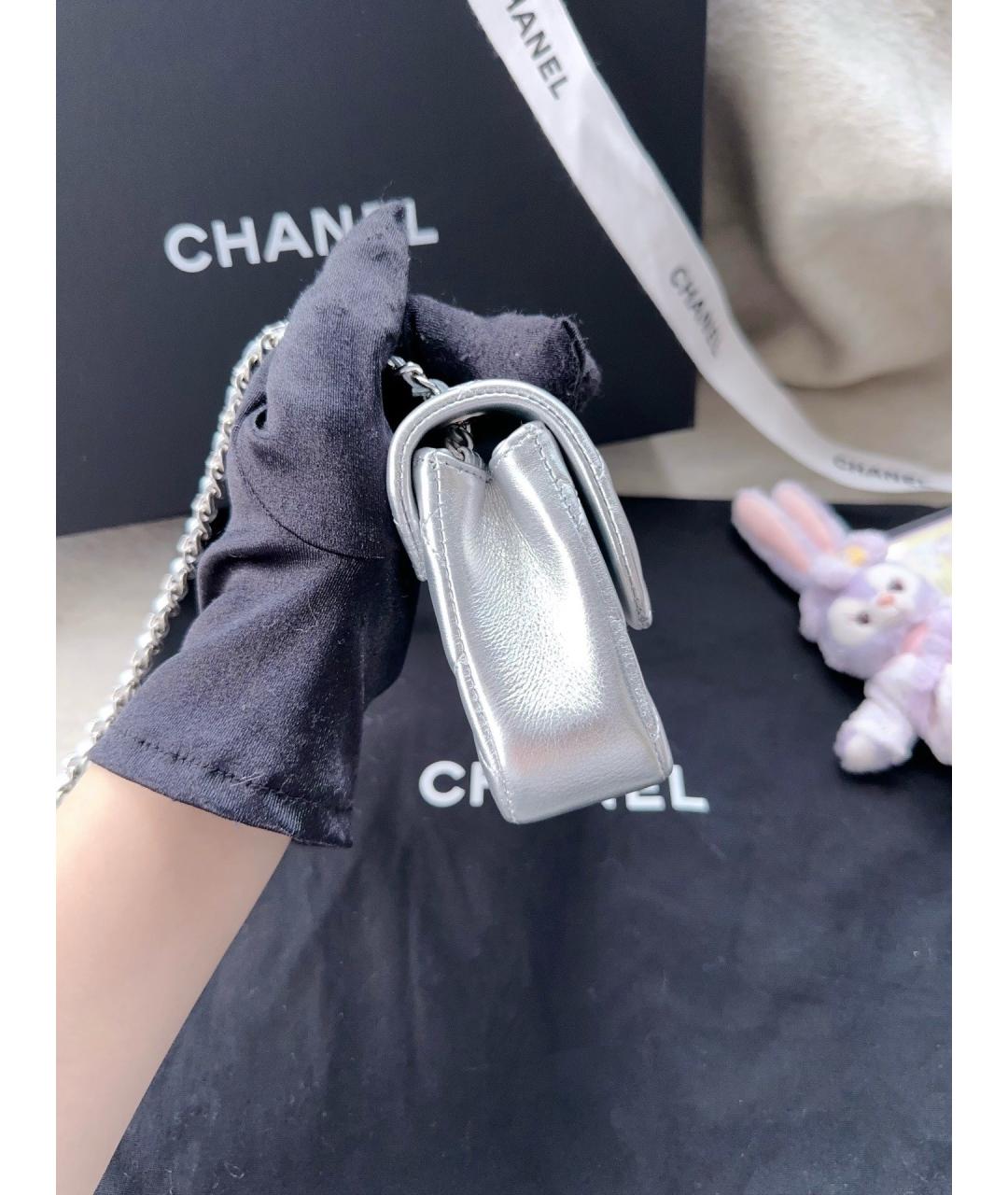 CHANEL Серебряная кожаная сумка через плечо, фото 3