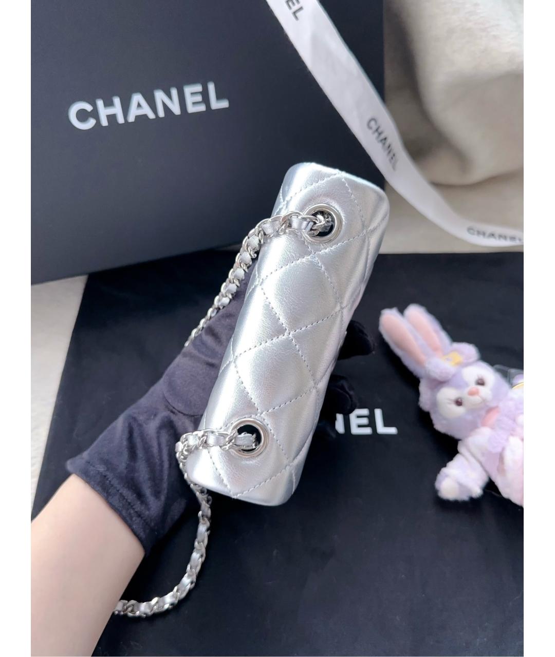 CHANEL Серебряная кожаная сумка через плечо, фото 4