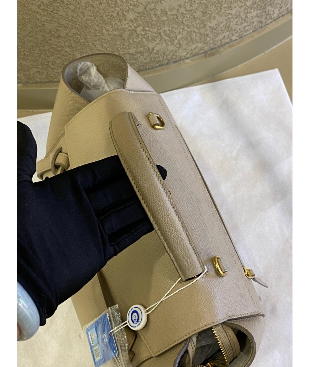 CELINE Серая кожаная сумка тоут, фото 5