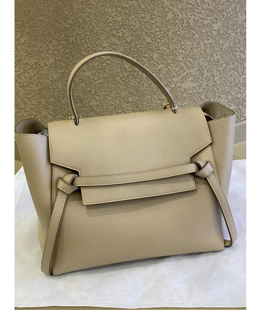 CELINE Серая кожаная сумка тоут, фото 8