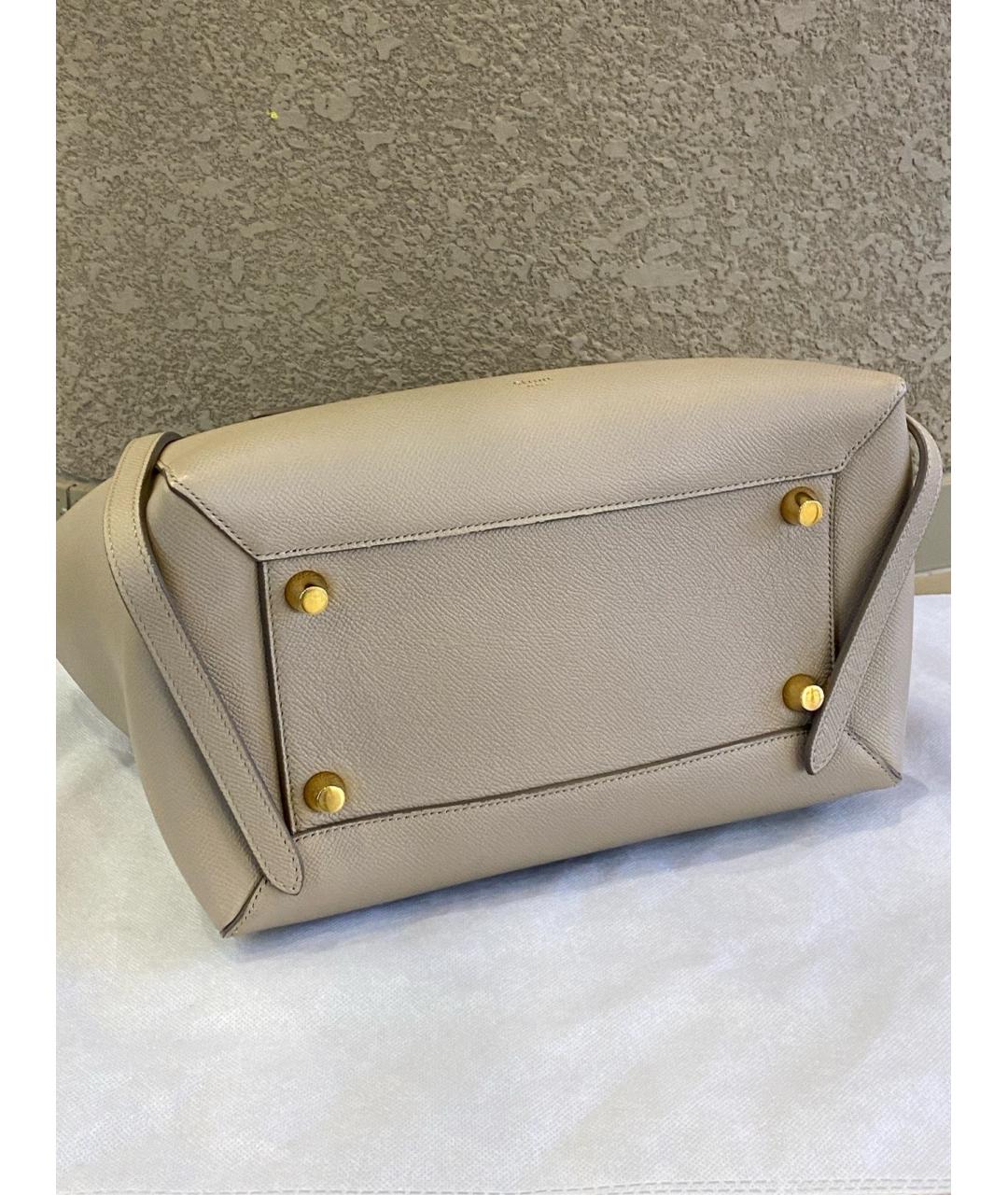 CELINE Серая кожаная сумка тоут, фото 6