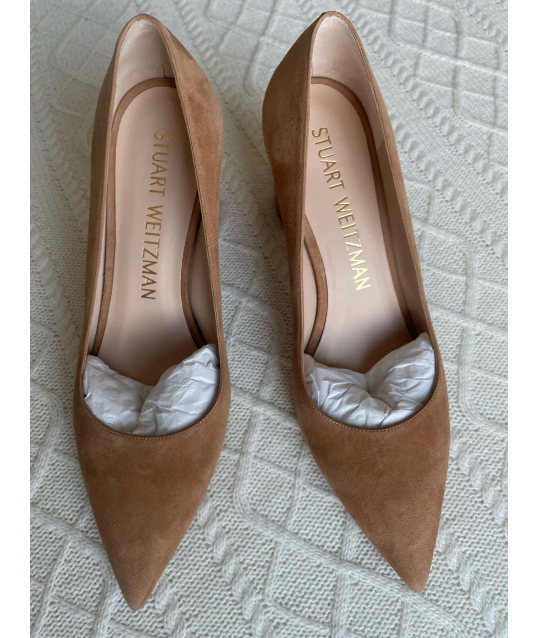 STUART WEITZMAN Бежевые замшевые туфли, фото 2