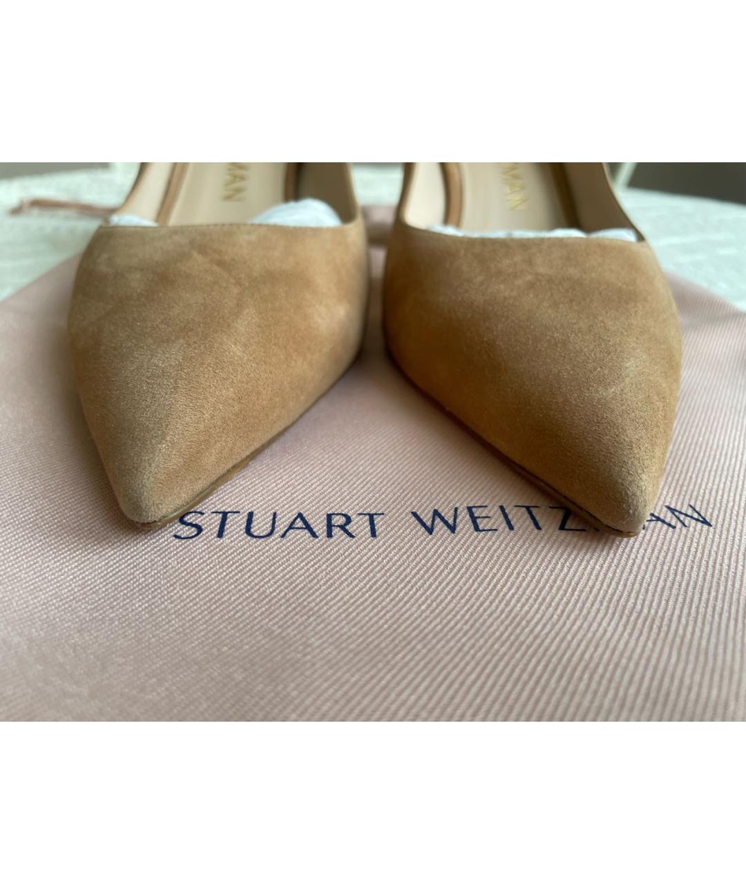 STUART WEITZMAN Бежевые замшевые туфли, фото 7