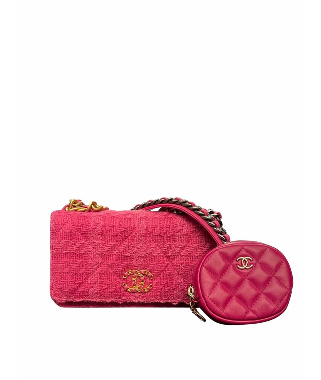 CHANEL Розовая твидовая сумка через плечо, фото 1