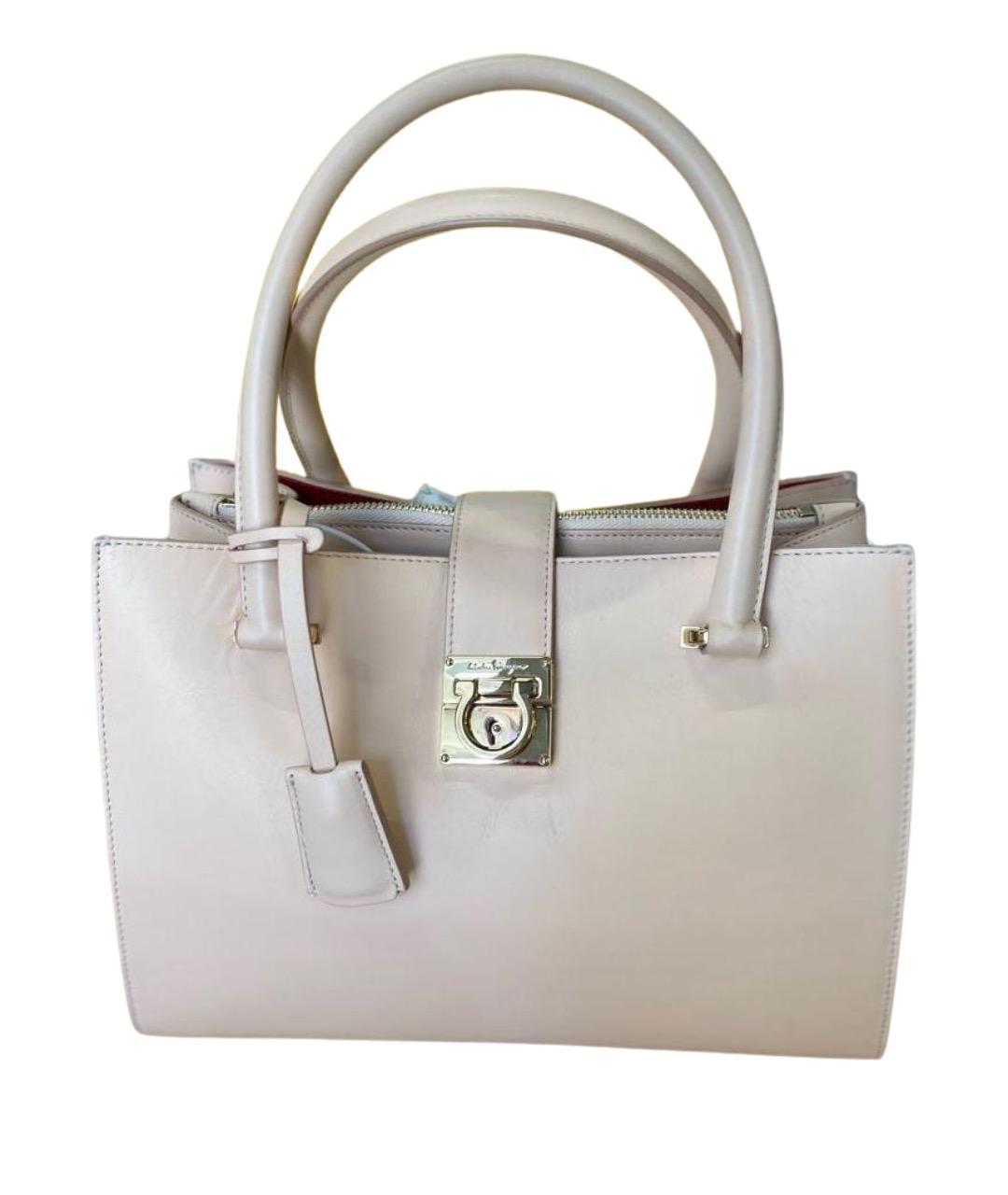 FERRAGAMO Бежевая кожаная сумка тоут, фото 1