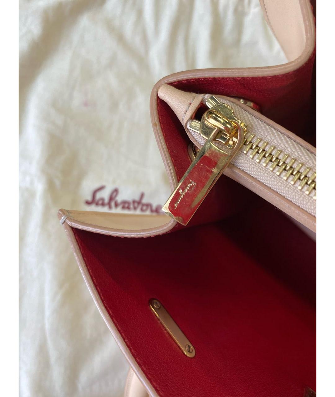 FERRAGAMO Бежевая кожаная сумка тоут, фото 7