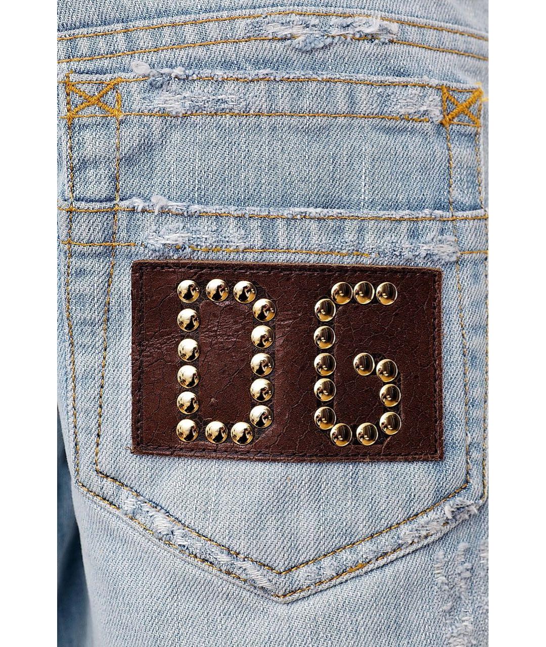 DOLCE&GABBANA Голубые хлопковые прямые джинсы, фото 4