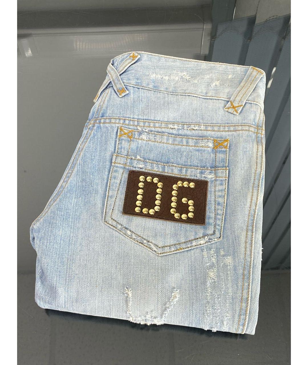 DOLCE&GABBANA Голубые хлопковые прямые джинсы, фото 8