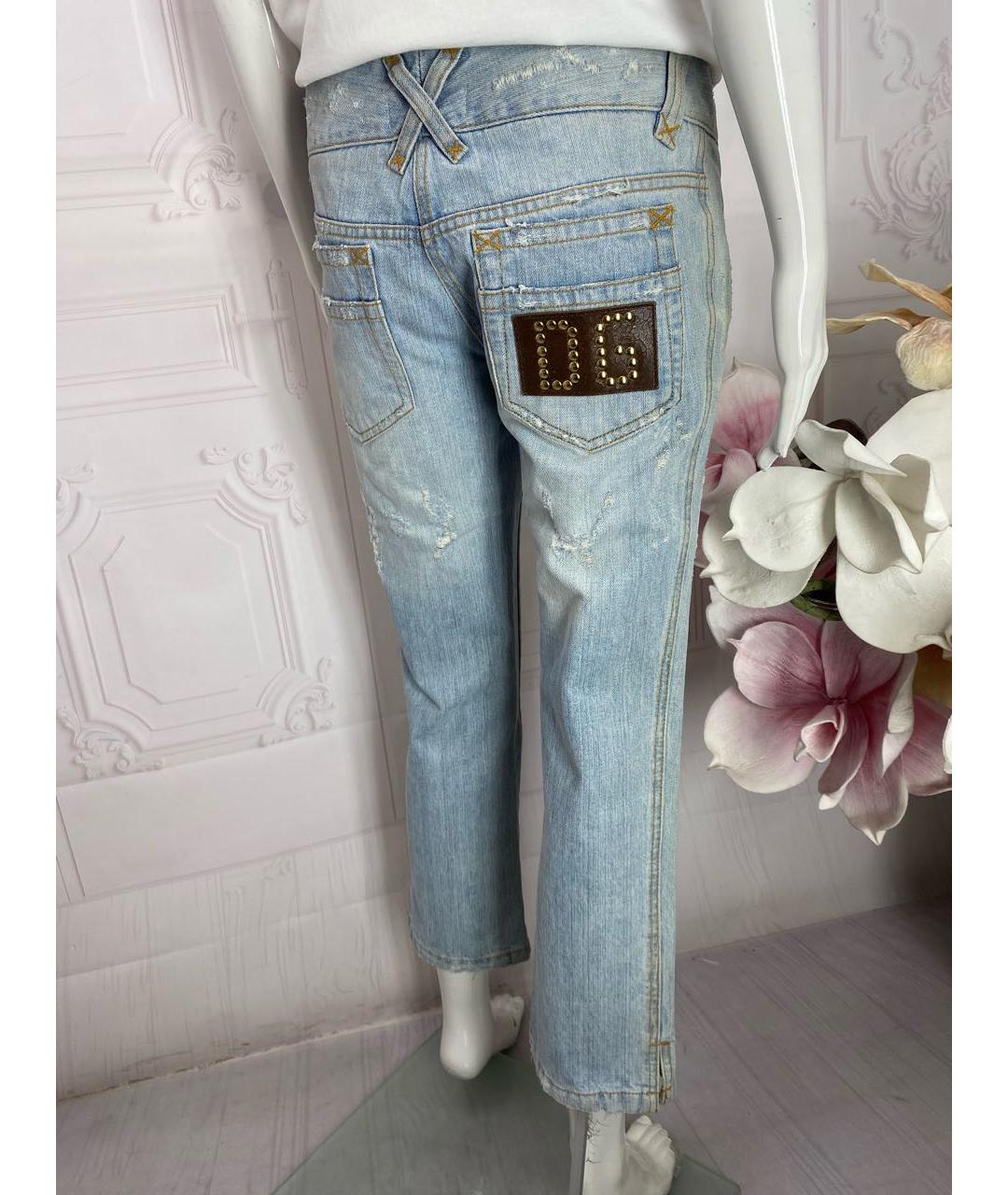 DOLCE&GABBANA Голубые хлопковые прямые джинсы, фото 6
