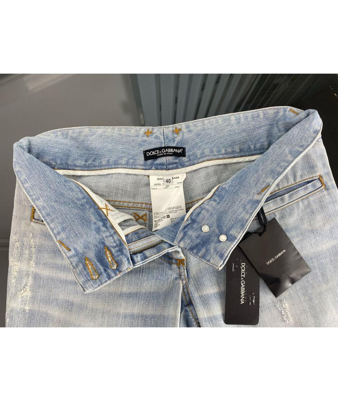 DOLCE&GABBANA Голубые хлопковые прямые джинсы, фото 3