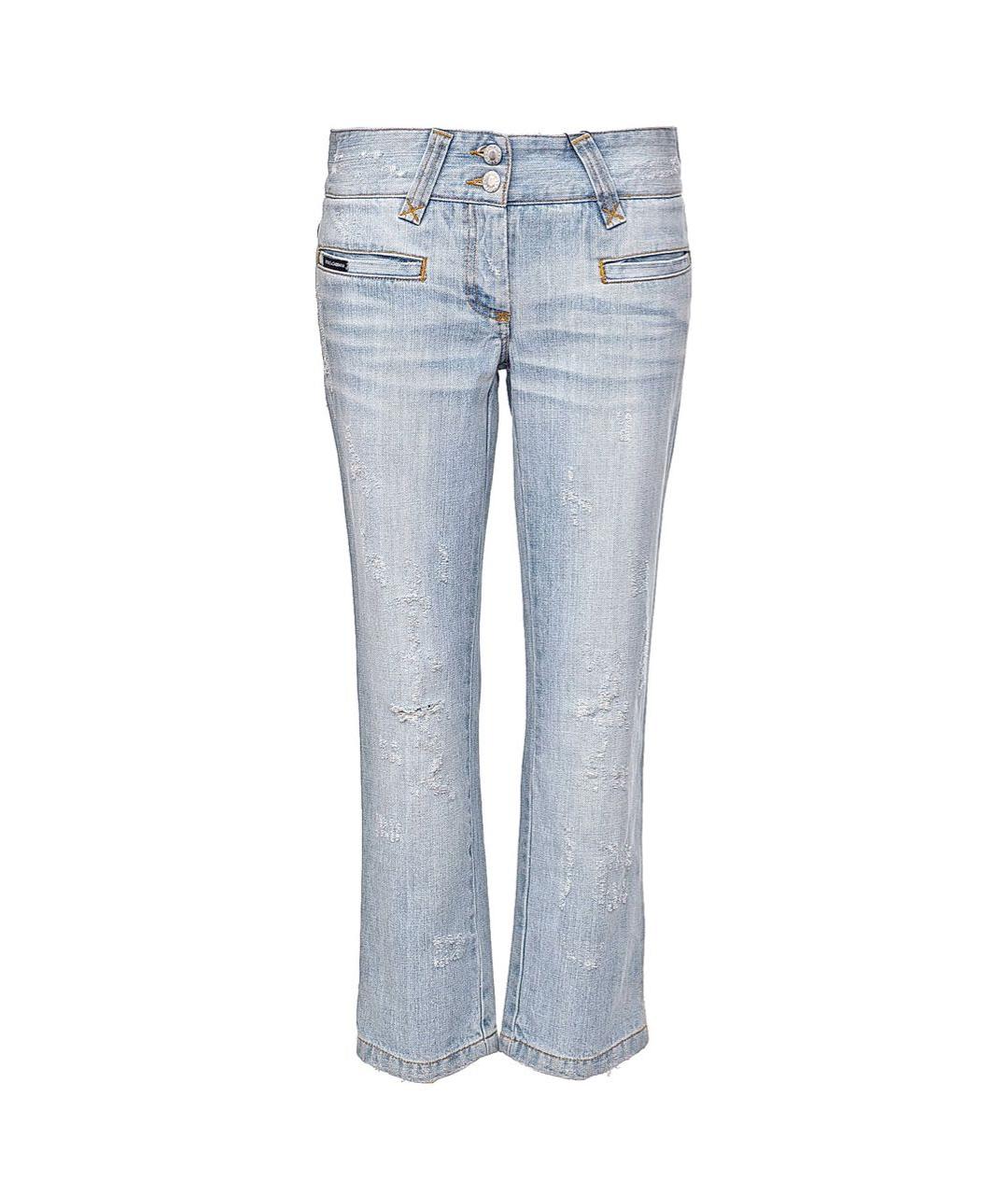 DOLCE&GABBANA Голубые хлопковые прямые джинсы, фото 9