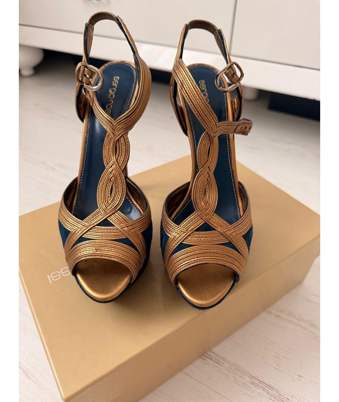 SERGIO ROSSI Мульти кожаные босоножки, фото 7