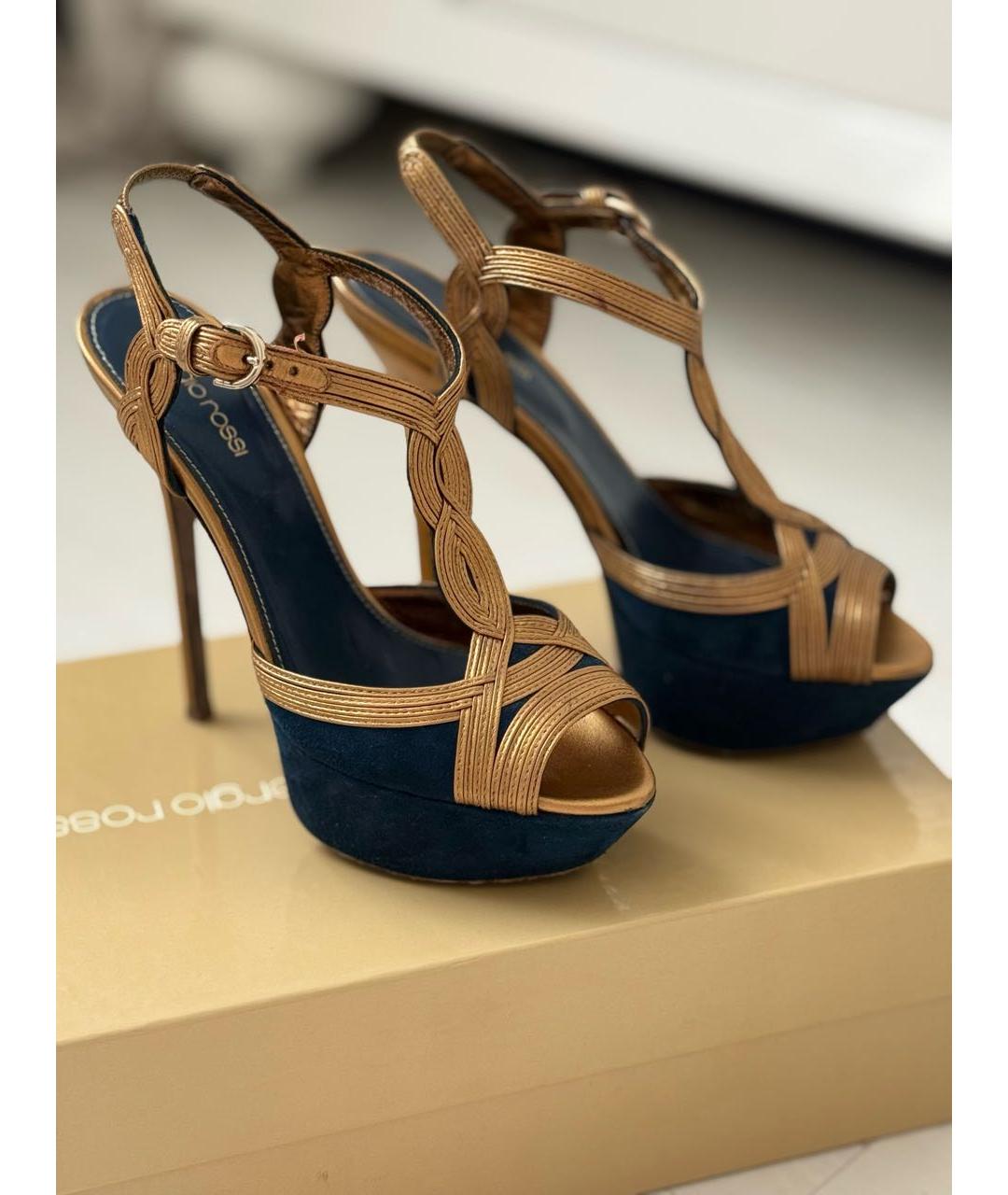 SERGIO ROSSI Мульти кожаные босоножки, фото 6