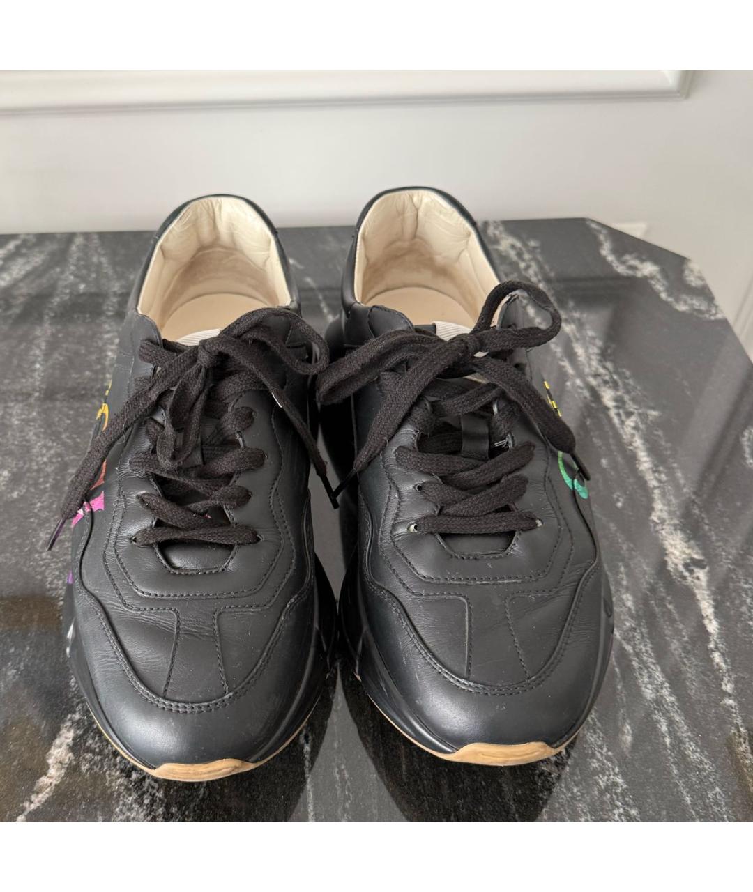 GUCCI Черные кожаные кроссовки, фото 2