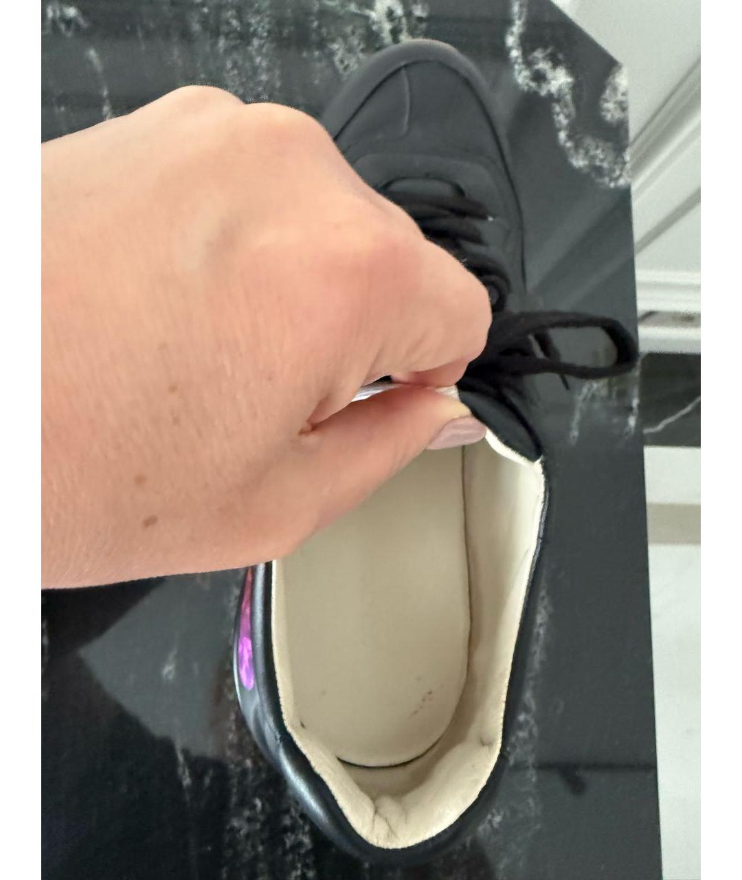 GUCCI Черные кожаные кроссовки, фото 6