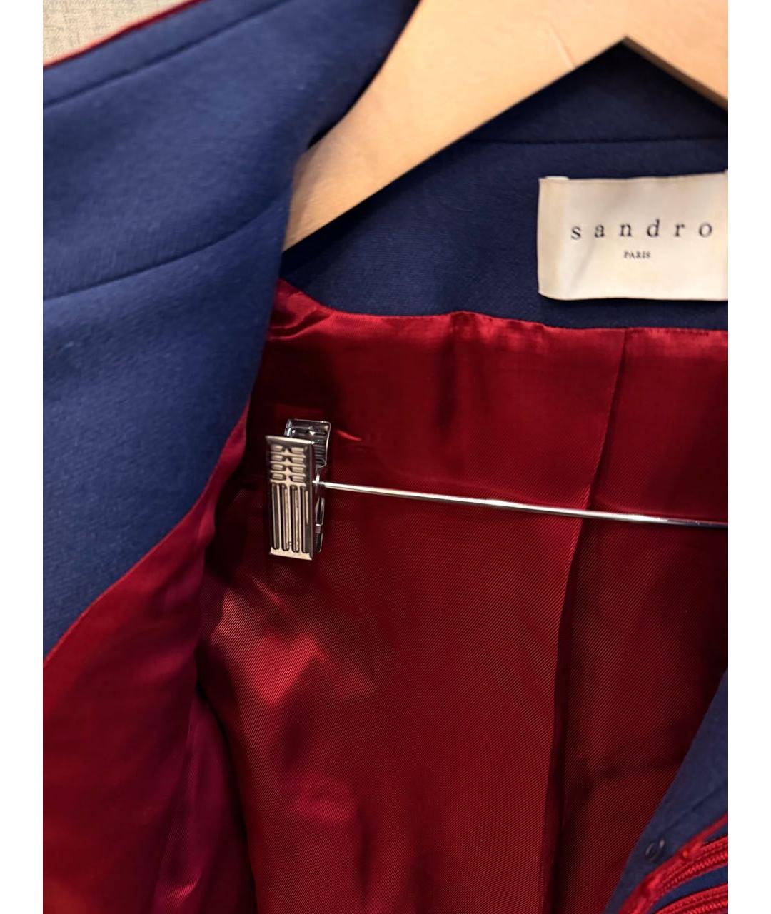 SANDRO Темно-синий шерстяной жакет/пиджак, фото 5