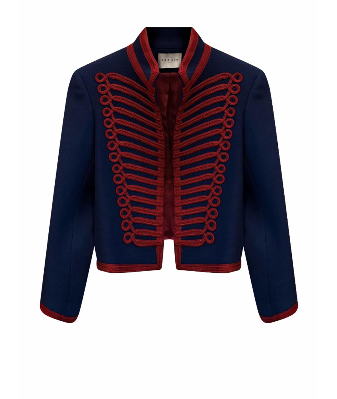 SANDRO Темно-синий шерстяной жакет/пиджак, фото 1