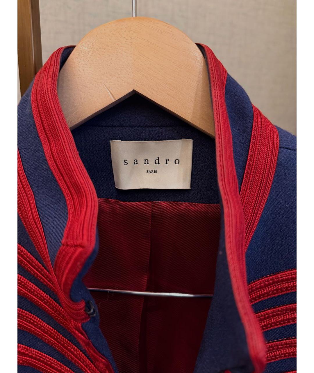 SANDRO Темно-синий шерстяной жакет/пиджак, фото 3