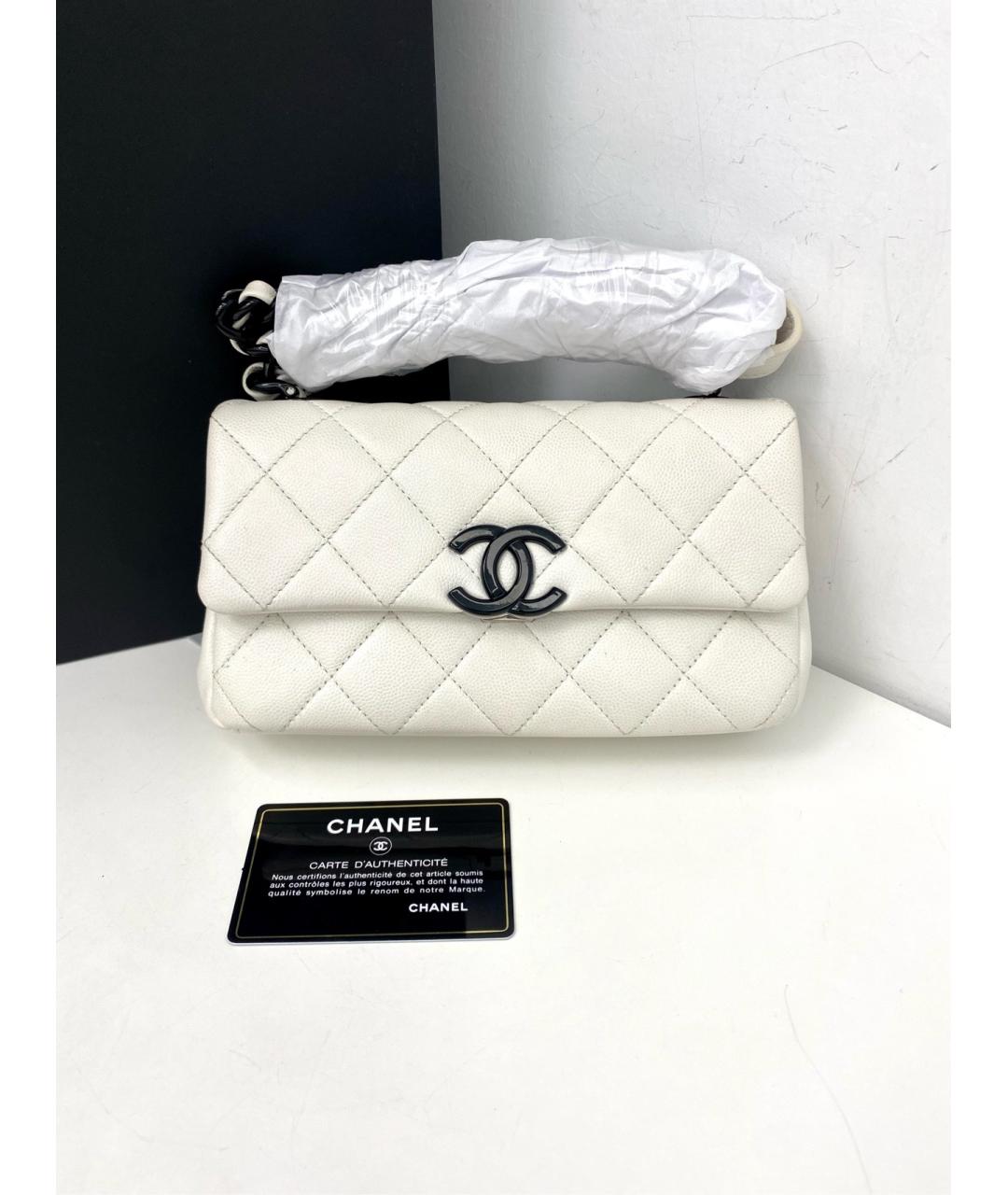 CHANEL Белая кожаная сумка через плечо, фото 9